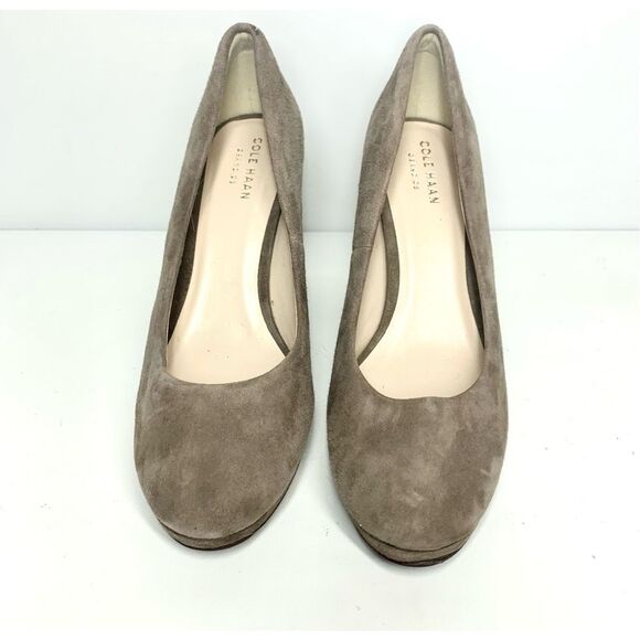 Cole Haan Renner Grand Pumps Heels Suede Leather Block Heel Morel Women 6.5 - Picture 5 of 9